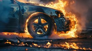 Electric Car Lithium Battery Fire Caused by Thermal Runaway
